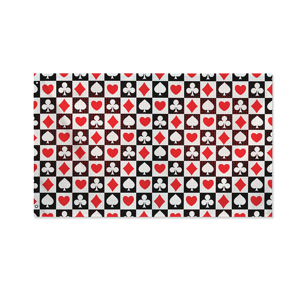 Playing Card Suits Check Pattern Print Polyester Flag