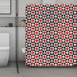 Playing Card Suits Check Pattern Print Polyester Shower Curtain