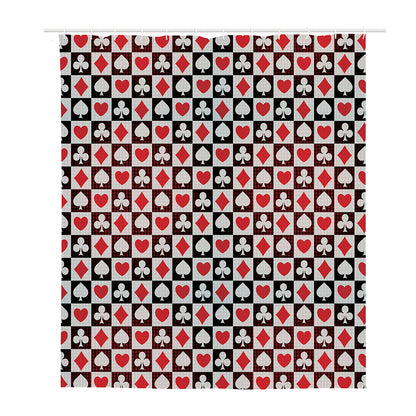 Playing Card Suits Check Pattern Print Polyester Shower Curtain