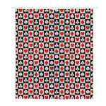 Playing Card Suits Check Pattern Print Polyester Shower Curtain