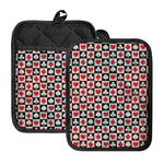 Playing Card Suits Check Pattern Print Pot Holders With Pocket
