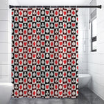 Playing Card Suits Check Pattern Print Premium Shower Curtain