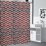 Playing Card Suits Check Pattern Print Premium Shower Curtain