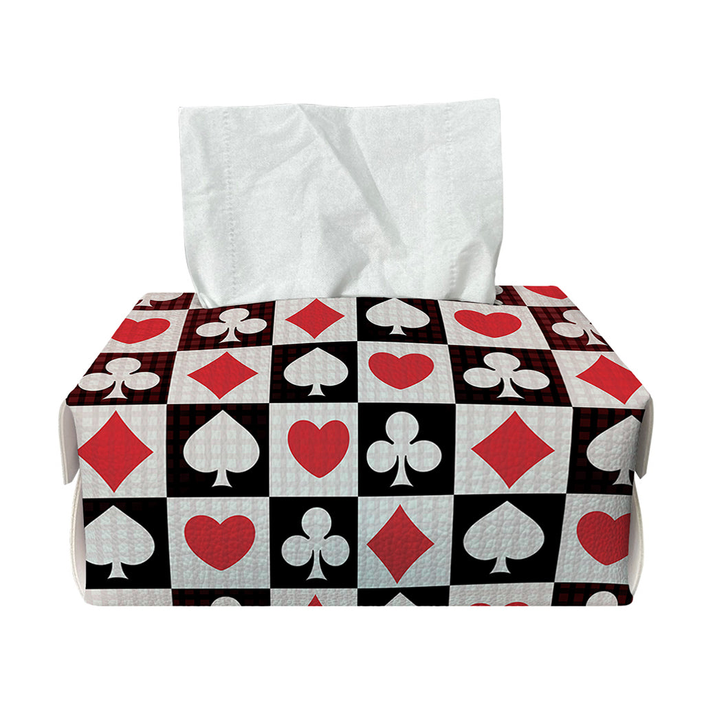 Playing Card Suits Check Pattern Print Rectangle Tissue Box Cover