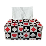 Playing Card Suits Check Pattern Print Rectangle Tissue Box Cover