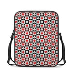 Playing Card Suits Check Pattern Print Rectangular Crossbody Bag