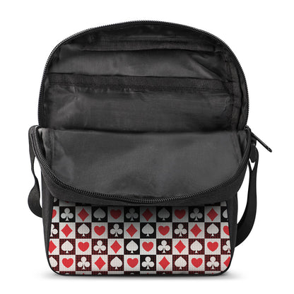 Playing Card Suits Check Pattern Print Rectangular Crossbody Bag