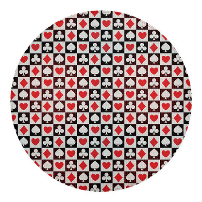 Playing Card Suits Check Pattern Print Round Blanket