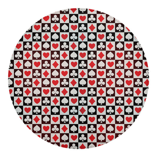 Playing Card Suits Check Pattern Print Round Blanket