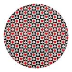 Playing Card Suits Check Pattern Print Round Blanket