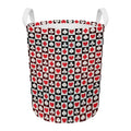 Playing Card Suits Check Pattern Print Round Laundry Basket