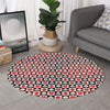 Playing Card Suits Check Pattern Print Round Rug