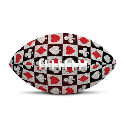 Playing Card Suits Check Pattern Print Rugby Ball