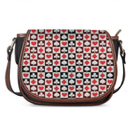 Playing Card Suits Check Pattern Print Saddle Bag