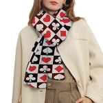 Playing Card Suits Check Pattern Print Scarf