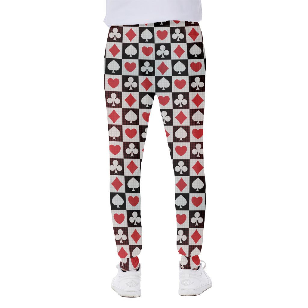 Playing Card Suits Check Pattern Print Scuba Joggers