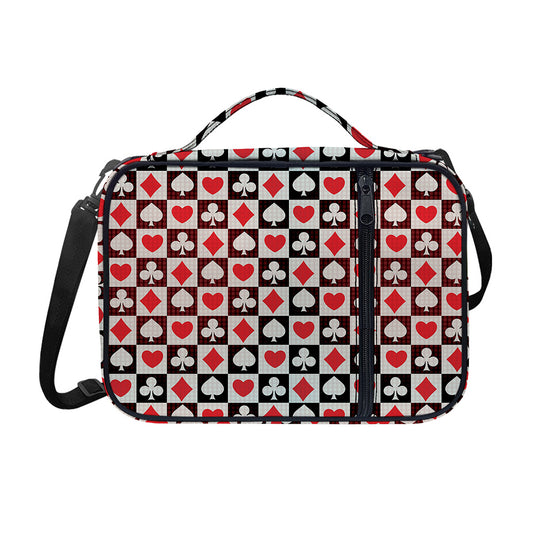 Playing Card Suits Check Pattern Print Shoulder Strap Bible Bag