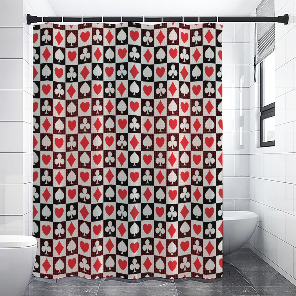 Playing Card Suits Check Pattern Print Shower Curtain