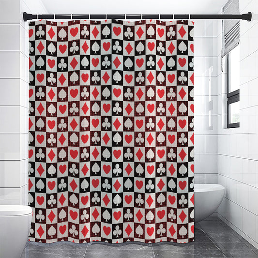 Playing Card Suits Check Pattern Print Shower Curtain