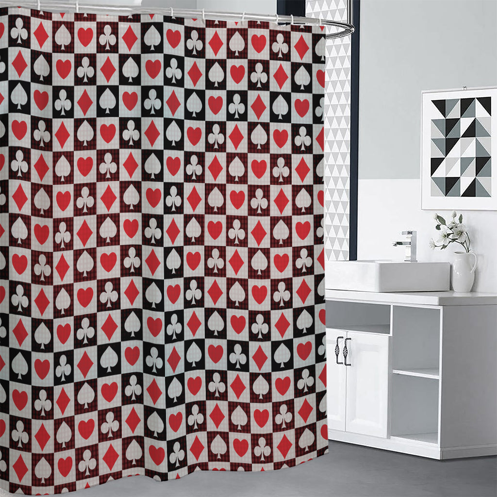 Playing Card Suits Check Pattern Print Shower Curtain