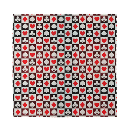 Playing Card Suits Check Pattern Print Silk Bandana
