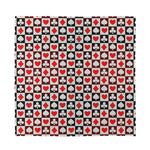 Playing Card Suits Check Pattern Print Silk Bandana