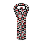 Playing Card Suits Check Pattern Print Single Neoprene Wine Tote