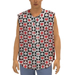 Playing Card Suits Check Pattern Print Sleeveless Baseball Jersey