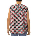 Playing Card Suits Check Pattern Print Sleeveless Baseball Jersey