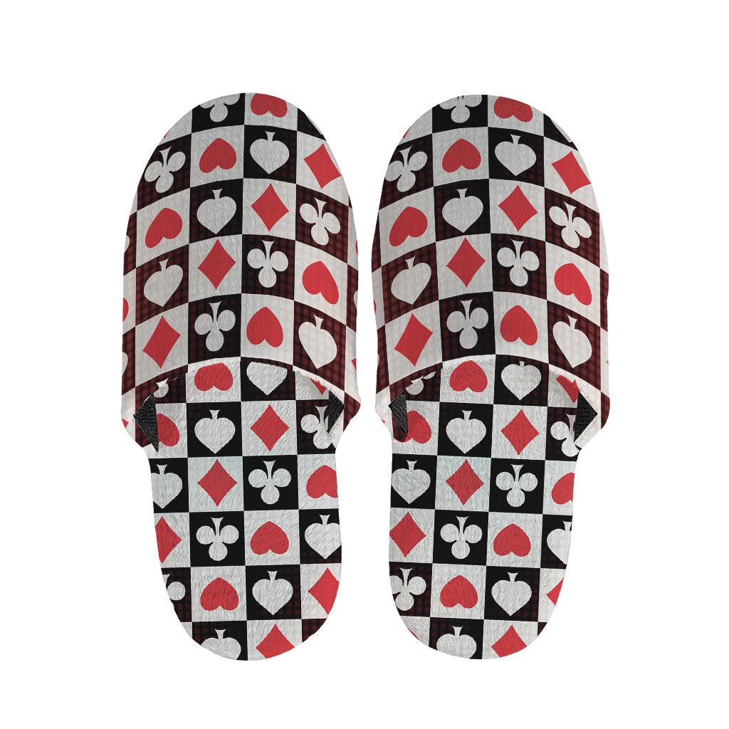 Playing Card Suits Check Pattern Print Slippers