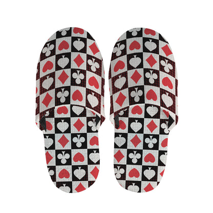 Playing Card Suits Check Pattern Print Slippers