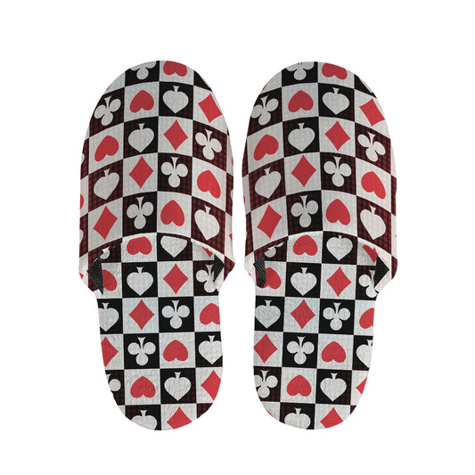 Playing Card Suits Check Pattern Print Slippers