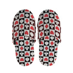 Playing Card Suits Check Pattern Print Slippers