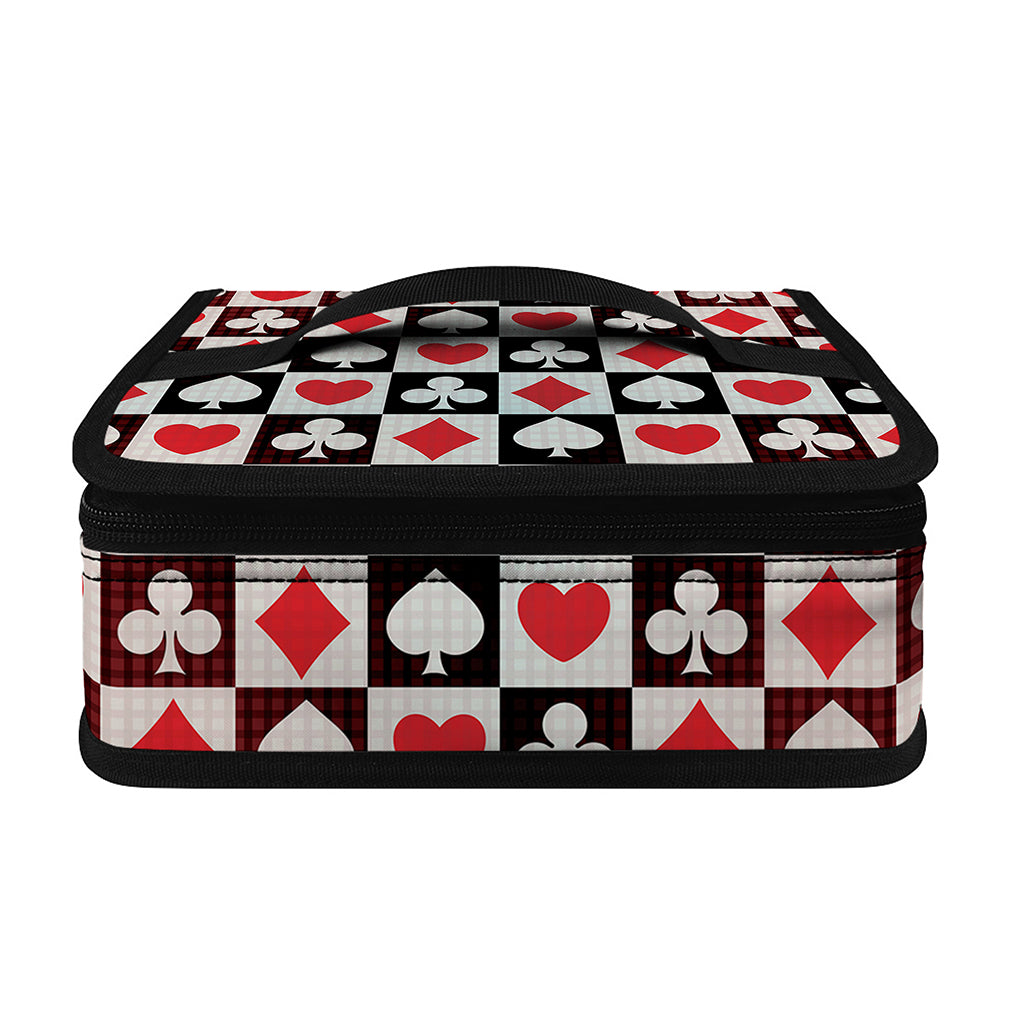Playing Card Suits Check Pattern Print Small Lunch Bag