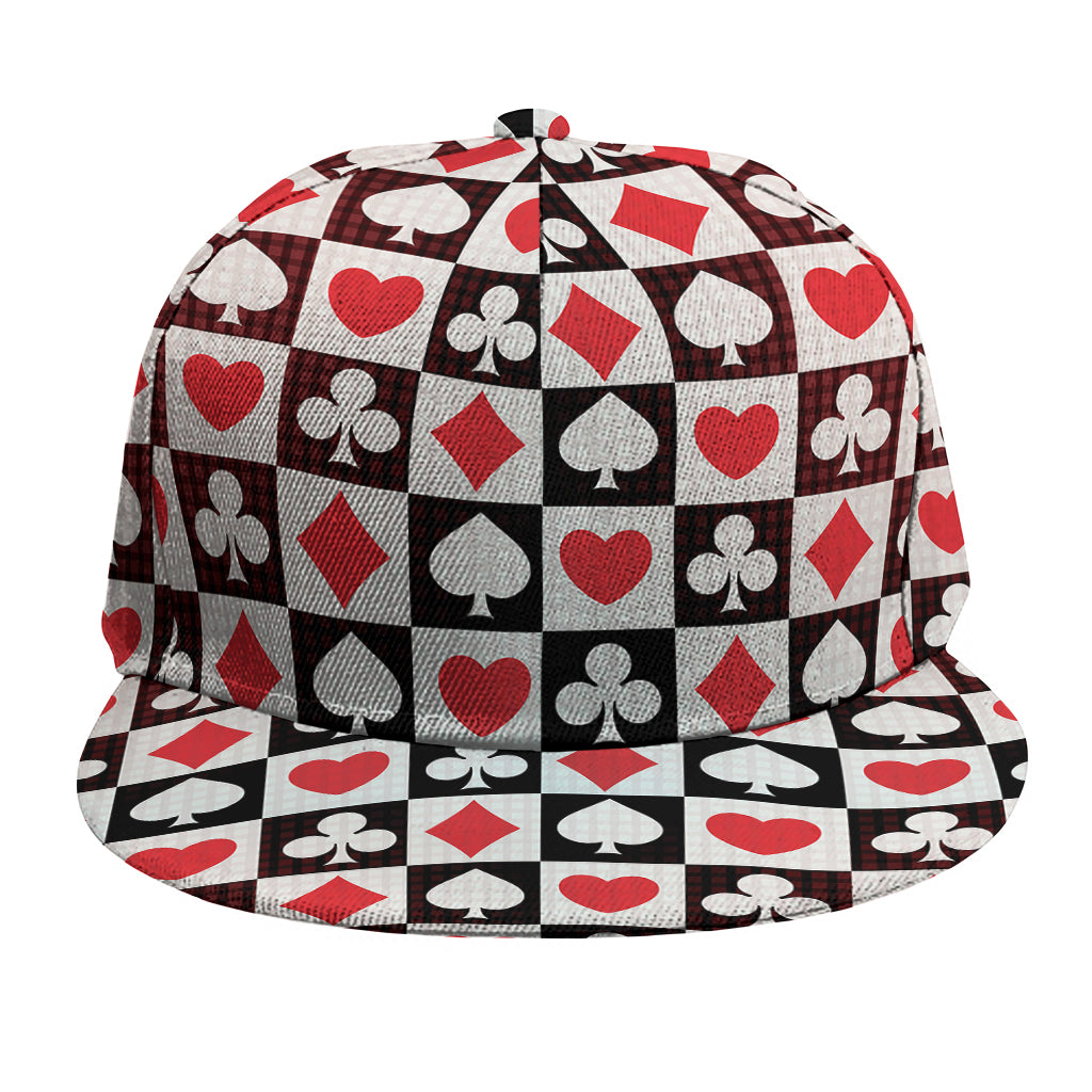 Playing Card Suits Check Pattern Print Snapback Cap