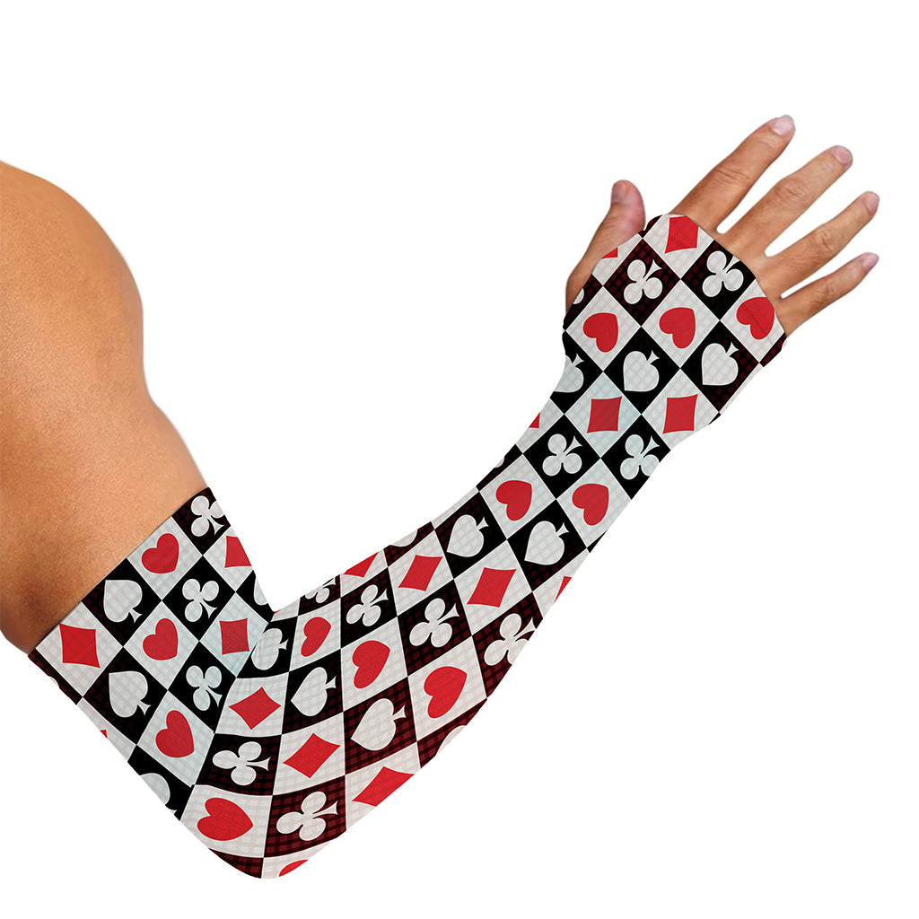 Playing Card Suits Check Pattern Print Sun Protection Arm Sleeves