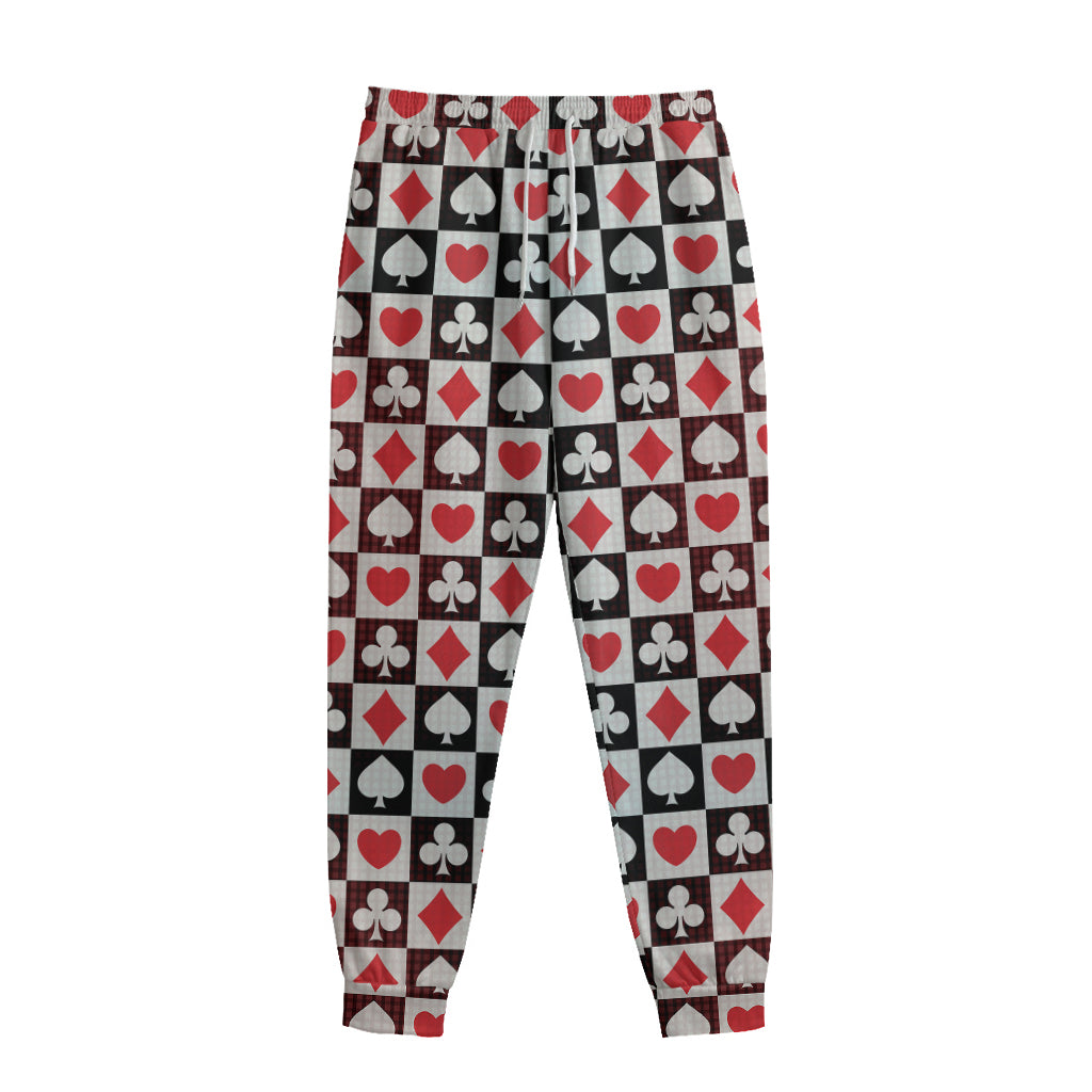 Playing Card Suits Check Pattern Print Sweatpants