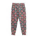 Playing Card Suits Check Pattern Print Sweatpants