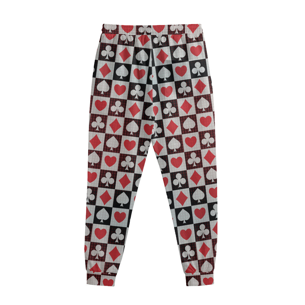 Playing Card Suits Check Pattern Print Sweatpants