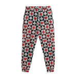 Playing Card Suits Check Pattern Print Sweatpants