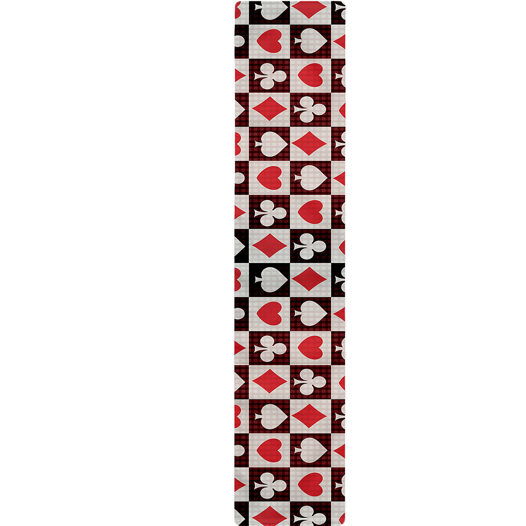 Playing Card Suits Check Pattern Print Table Runner