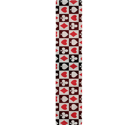 Playing Card Suits Check Pattern Print Table Runner
