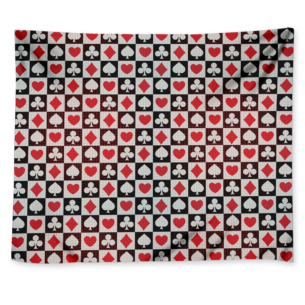 Playing Card Suits Check Pattern Print Tapestry