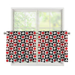 Playing Card Suits Check Pattern Print Tier Curtains