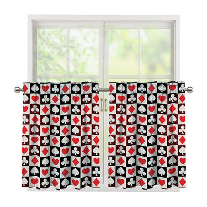 Playing Card Suits Check Pattern Print Tier Curtains