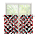 Playing Card Suits Check Pattern Print Tier Curtains