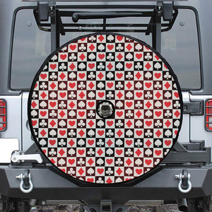 Playing Card Suits Check Pattern Print Tire Cover With Camera Hole