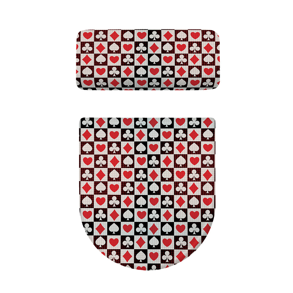 Playing Card Suits Check Pattern Print Toilet Lid And Tank Cover Set