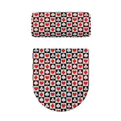 Playing Card Suits Check Pattern Print Toilet Lid And Tank Cover Set