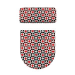Playing Card Suits Check Pattern Print Toilet Lid And Tank Cover Set